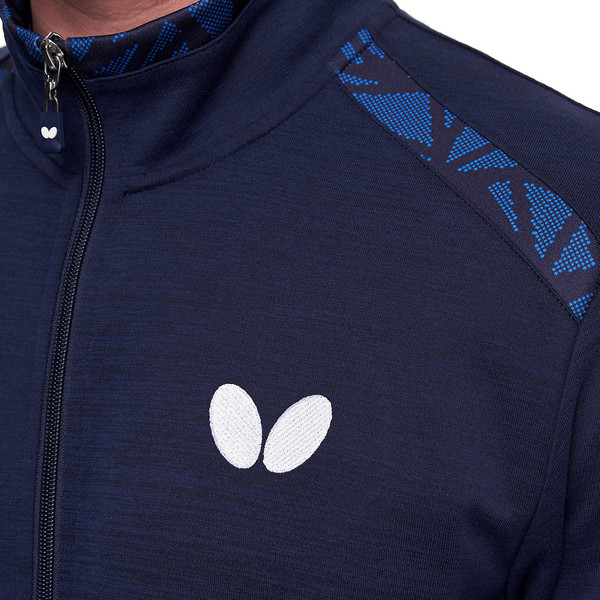 Higo Tracksuit Jacket: Blue, Collar, Butterfly Logo